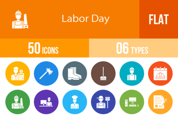 50 Labor Day Flat Round Icons: A Designer’s Embroidery Review
