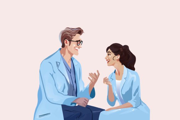 Doctor and Nurse Talking Illustration