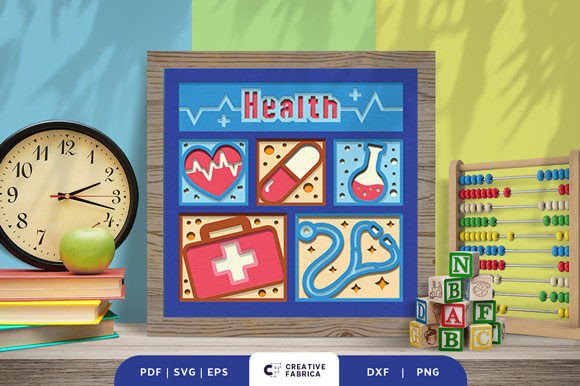 Health School Subject 3D Shadow Box