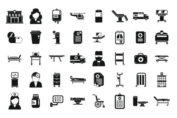 Hospitalization Icons Set Simple Vector