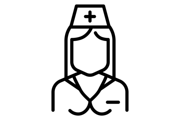 Nurse Line Icon: Female Medical Worker Review